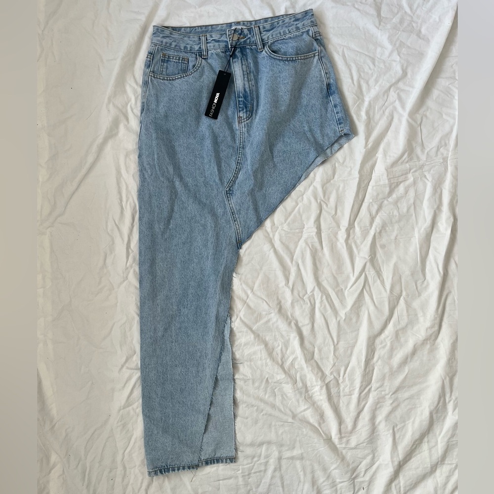 Fashion Nova Asymmetrical Denim Skirt
